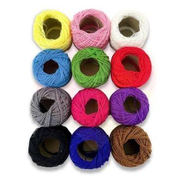 Imagem de Kit 12 Linha De Crochê Bordar Bordado Cores Variadas Cor KIT 12 Cores 