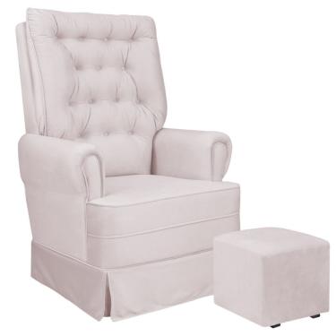 Imagem de Poltrona Amamentação Eloa Com Puff Veludo Rose