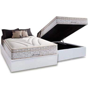 Imagem de Cama Box Baú Casal: Colchão Molas Masterpocket Ensacadas Herval Maxspring American + Base Crc Courano White (138x188)
