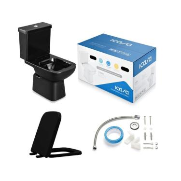Imagem de Combo Bacia Com Caixa Acoplada + Acessórios Icasa Misti - Preto Matte