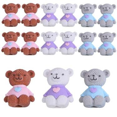 Imagem de Topflier 30 borrachas de animais para lembrancinhas de festa infantil, enchimentos de meias infantis, prêmios de sala de aula, presente de Natal para o dia das crianças (urso)