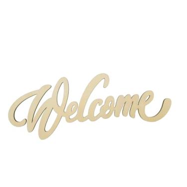 Imagem de Joyavo Placa De Boas-Vindas Recortada Em Madeira Com 5 Peças, Letras Inacabadas, Arte Palavras Para Guirlanda Rústica Primavera, Artesanato, Porta Da Frente, Galeria Casa, Decoração Parede, Pintura