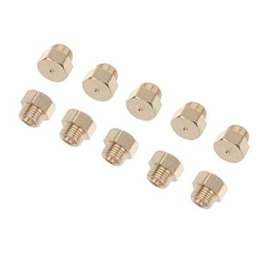 Imagem de Timsec 10 pacotes de bicos de jato de latão, peças de queimador DIY com rosca M5 x 0,5 mm e orifício de bocal de 0,68 mm, alcance, fogão, kit de conversão de forno para aquecedor de água de gás natural de gás propano LPG