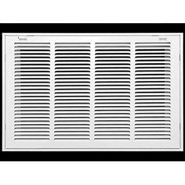 Imagem de Grade de filtro de ar de retorno de aço de 55,88 x 20,32 cm para filtro de 2,54 cm - abas de plástico fáceis para rosto/porta removíveis - cobertura de duto HVAC - face plana estampada - branco [dimensões externas: 60 cm L X 24 cm]