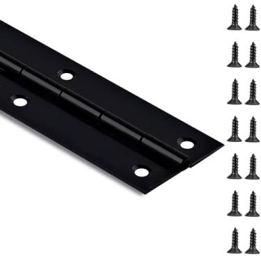 Imagem de Dobradiça de piano preta 91 cm x 5 cm dobradiça de piano de aço inoxidável resistente dobradiça contínua para armário, porta, caixas de madeira DIY, espessura de folha de 0,12 cm
