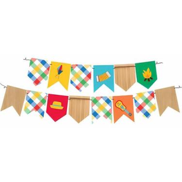 Imagem de Faixa decorativa bandeirinhas são joão festa junina 2,50m enfeite - Fe