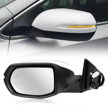 Imagem de Espelho lateral esquerdo do motorista compatível com Honda CRV 2017-2022, espelho retrovisor com vidro elétrico/aquecido/seta/dobra manual/detecção de ponto cego, substitui 76251T1WA01ZF (9 pinos)