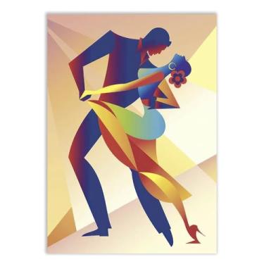 Imagem de Placa Decorativa Casal Dança A Dois Ilustração Geometrica Decoração Poster Quarto Sala