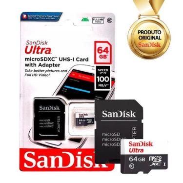 Imagem de Cartão Memória Sandisk Ultra 64gb 100mb/s Classe 10 Microsd