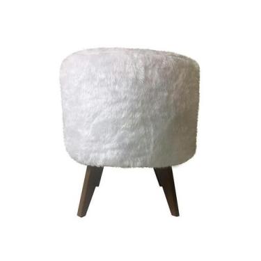 Imagem de Puff Pé Palito Redondo Não É Segredo Astracan Pelúcia Branco
