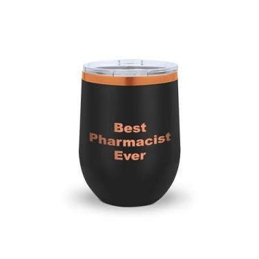 Imagem de SpreadPassion Copo de vinho farmacêutico – copo de aço inoxidável isolado com tampa – presente engraçado para farmacêuticos – presente de graduação ou apreciação de farmácia (preto)