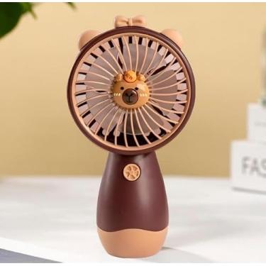 Imagem de Ventilador de Mão Portátil USB, Silencioso, Recarregável, Marrom