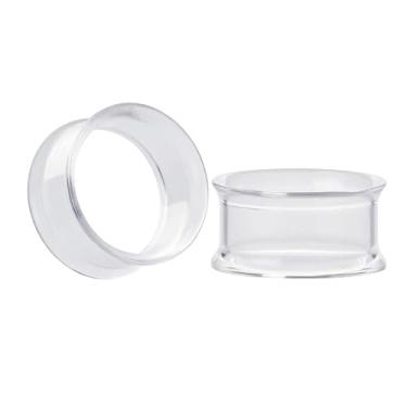 Imagem de Oco redondo transparente vidro duplo alargado alargador brincos transparentes para mulheres homens personalizado piercing corpo joias, 3/4"(19mm), Vidro, Sem Pedra Preciosa