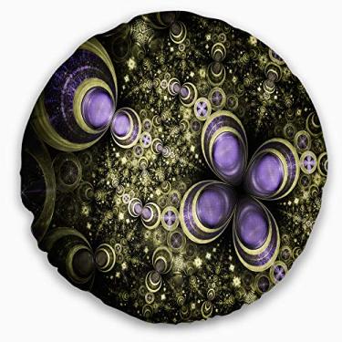 Imagem de Design Fractal Marrom Claro Arte Digital Flor Sala de Estar Redonda, Sofá, Almofada de Alta Qualidade + Capa de Almofada Impressa em ambos os lados 40 cm