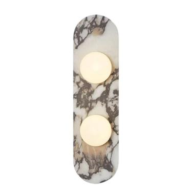 Imagem de DZQWLL Arandelas de parede de mármore natural, luminária de parede de alabastro de 2 luzes, luminárias de parede com fio, luzes de parede modernas para sala de jantar, escadas, quarto