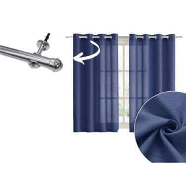 Imagem de Cortina Sala 3m Com Varão 2m Incluso Kit Completo Tecido Rústico - Arm