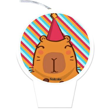 Imagem de Vela Para Festa de Aniversário Capivara Plana Festcolor