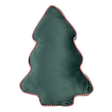 Imagem de Almofada Veludo Árvore de Natal com Cordão de Bengala Doce 37x53cm Verde