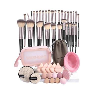 Imagem de Conjunto De 30 Pincéis Profissionais Para Maquiagem Com 15 Esponjas E 