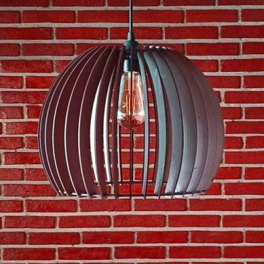 Imagem de Luminária Teto Tipo Pendente Em Mdf Universo Completa - Marrom - LENOB