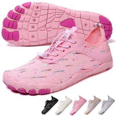 Imagem de Tênis de caminhada descalço feminino, masculino, unissex, respirável, antiderrapante para caminhada, bico largo, para caminhadas, corrida, ioga e esportes aquáticos, Cor rosa, 7 Wide Women/5 Wide Men