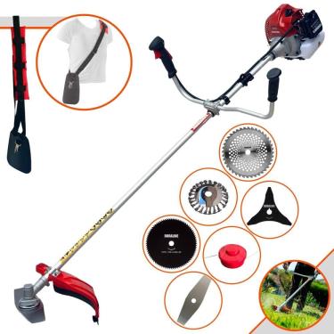 Imagem de Cortador de Grama Robusto À Gasolina Kawashima BCJ620L 62cc 3HP de Potência 10.000rpm Roçadeira  Lateral Completa Com 6 Opções de Cortes