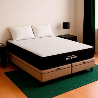 Imagem de Cama Box Baú King Bege E Colchão Orthopedic D33 Vstore