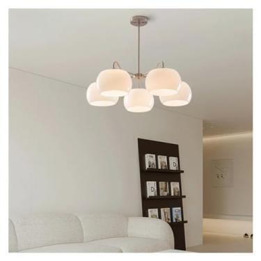 Imagem de BAZHIMAO Candeeiro suspenso de vidro LED creme 3/5 cabeça candeeiro pendente E27 acessório de iluminação sala de estar quarto sala de jantar luz LED interior, candeeiro LED moderno