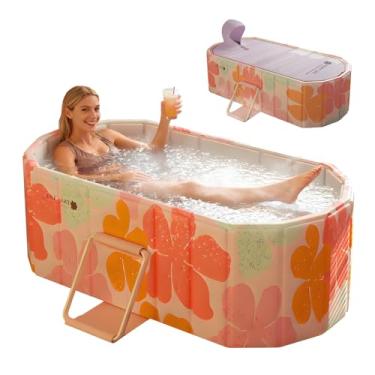 Imagem de jessie Banheiras portáteis de 150 cm para adultos com tampa, banheira dobrável, banheira de imersão quente e fria para chuveiros domésticos internos e externos