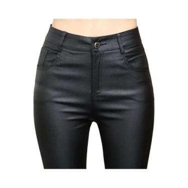 Imagem de Calças De Couro Simulado De Cintura Alta Para Mulheres, Conjunto De Du