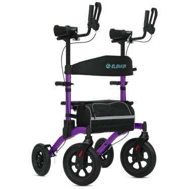 Imagem de Andador Dobrável para Idosos com Assento e 4 Rodas para Todos os Terrenos, ELENKER, Roxo
