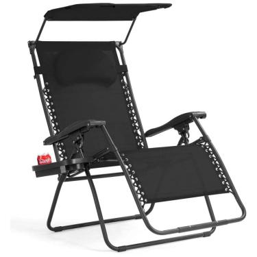 Imagem de Cadeira Reclinável Ajustável Gravidade Zero com Porta Copos e Cobertura, Goplus, Azul