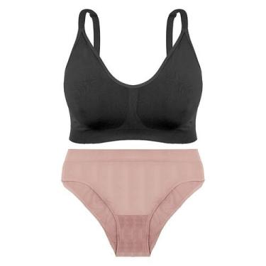 Imagem de Conjunto de Lingerie Lupo Plus Size, Preto, Nude, XXG