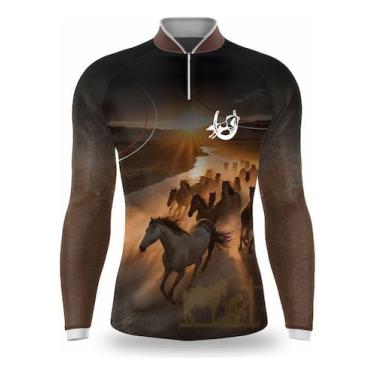 Imagem de Camisa Infantil Cavalo Cavalgada Camiseta Agro Proteção Uv50 - Vaqueja
