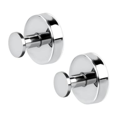 Imagem de 2 ganchos de ventosa para chuveiro, gancho de ventosa de aço inoxidável, suporte de ventosa resistente, difícil de cair para portas de vidro de chuveiro, espelhos e azulejos (prata brilhante)