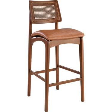 Imagem de Banqueta Amsterdã Madeira Maciça Tela Sextavada - Fassina, Castanho