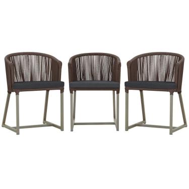 Imagem de 3 Cadeiras De Jantar Noronha Fendi Corda Náutica E11 Trama Marrom