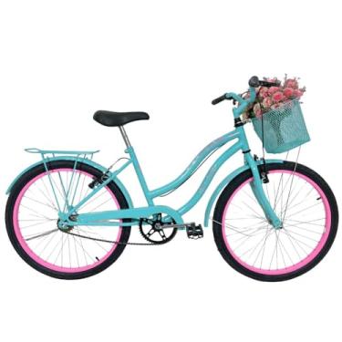 Imagem de Bicicleta Infantil Aro 24 Cesta Feminina Azul Tifany