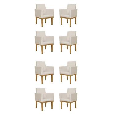 Imagem de Kit 08 Poltronas Reforçadas Escritório Courino Cor bege