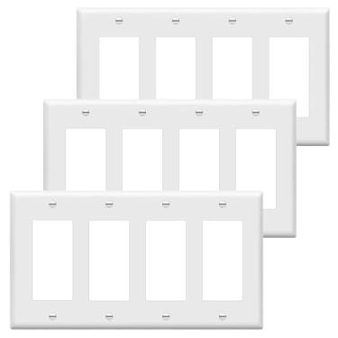 Imagem de ENERLITES Placa de parede decorativa para interruptor de luz ou tomada de receptáculo, acabamento brilhante, tamanho 3 - 11,4 cm x 20,8 cm, termoplástico de policarbonato inquebrável, listado na UL