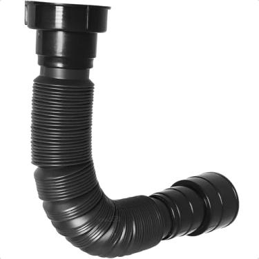 Imagem de Dona D Cor, Sifão De Plástico Preto Fosco Sanfonado Universal Para Pia Cuba Cozinha Banheiro Sifão PVC Flexível Tubo Extensível Tanque Lavatório Black