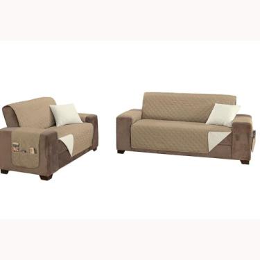 Imagem de Kit 2 Pçs Capa Protetora de Sofá King 2 e 3 Lugares Manu Matelado Dupla Face