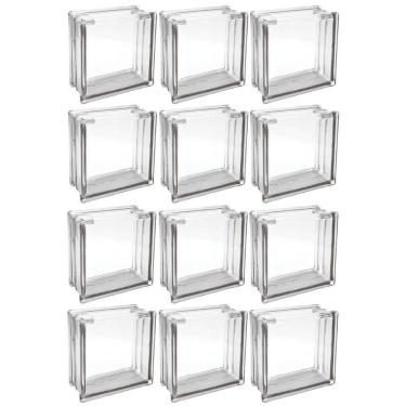 Imagem de Kit 12 Bloco De Vidro Incolor Com Furo 19X19X8 Tradestar
