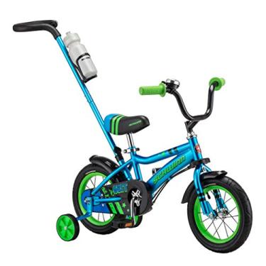 Imagem de Schwinn Grit Steerable Kids Bike, meninos iniciantes, rodas de 30,5 cm, rodas de treinamento, alça para pais facilmente removida com suporte de garrafa de água, azul