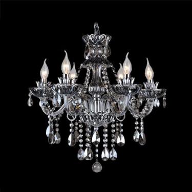 Imagem de Lustre de cristal europeu de luxo com LED para sala de estar, restaurante, quarto, villa, hotel, duplex, loja de roupas, salão de beleza, café, bar, karaokê (B 6 lâmpadas)