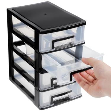 Imagem de DOITOOL Gavetas de armazenamento de quatro camadas - Organizador de gavetas de plástico portátil - Armário de armazenamento transparente para despensa de cozinha gavetas de plástico multifuncionais para escritório em casa quarto