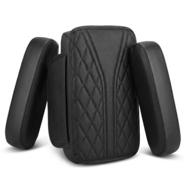 Imagem de AEVEA Conjunto de capa de apoio de braço de carro de 3 peças, 2 capas de assento dianteiro com capa de console central, ajuste universal com armazenamento