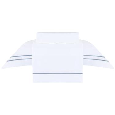 Imagem de Buddemeyer Jogo de cama Solteiro Sublime Branco c/ponto cheio Azul Marinho 3 peças