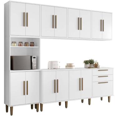 Imagem de Cozinha Completa Lorena 15 Portas 2 Gavetas Branco Kaiki Móveis