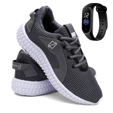 Imagem de Kit Tênis Masculino Para Corrida e Academia Super Leve e Confortável E Relógio-Masculino